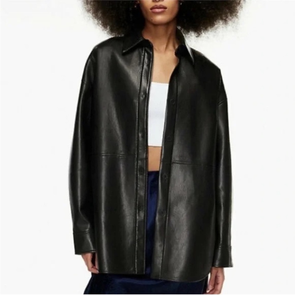 Aritzia Babaton Black Faux Leather Jacket